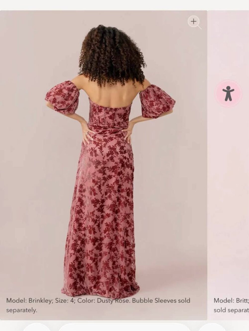 Revelry Mona Floral Burnout Velvet Dress in Dusty Rose - Picture 2 of 3